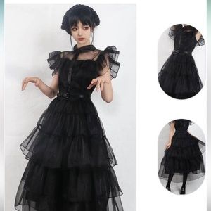 Wednesday Addams Costume Small (wig and hand included) Cousin It NOT included